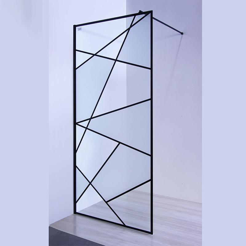 Transparent black electroplated frame tempered glass shower screen