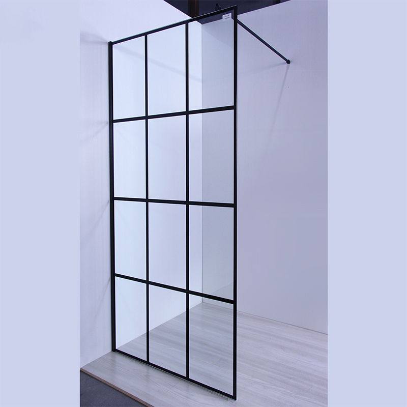 Transparent black electroplated frame tempered glass shower screen