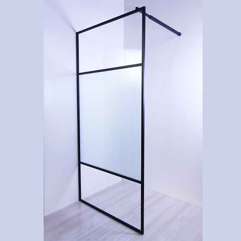 Transparent black electroplated frame tempered glass shower screen